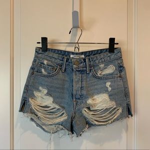 GRLFRND Cindy distressed cut off denim shorts